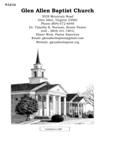 Sunday, September 14, 2014 - Glen Allen Baptist Church