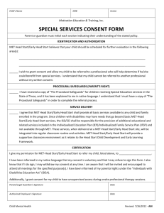 Special Services Consent Form - English