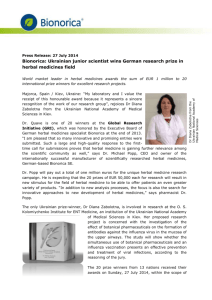 Press Release: 27 July 2014 Bionorica: Ukrainian junior scientist