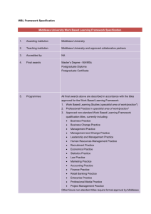 WBL Framework Specification Middlesex University Work Based