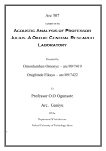 Acoustic analysis of Prof. Julius Okojie central research laboratory