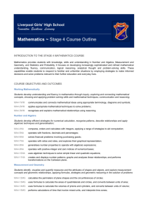 Mathematics ~ Stage 4 Course Outline