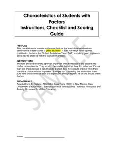 Checklist and Scoring Guide for Gifted Students