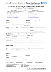 Paediatric Audiology Referral Form