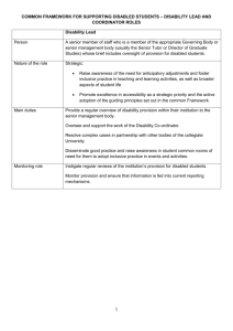 Common Framework for Supporting Disabled Students