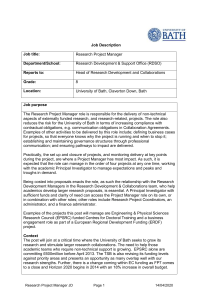 Job Description Job title: Research Project Manager Department