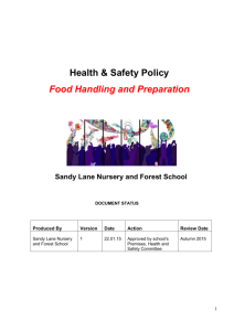 Health & Safety Policy Food Handling and Preparation Sandy Lane