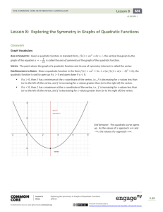 Algebra I Module 4, Topic A, Lesson 8: Student Version