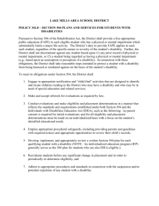 Policy 342-8 - Section 504 Plans & Services for Students w/Disabilities