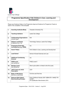 Programme Specification FdA Children`s Care, Learning and