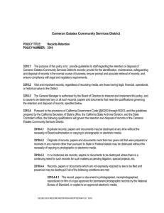 Records Retention Policy-Cameron Estates CSD