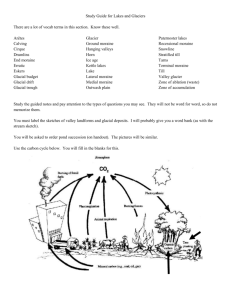 Study Guide for Lakes and Glaciers There are a lot of vocab terms in