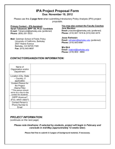 APA Project Proposal Form
