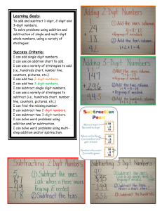 Adding and Subtracting Learning Goals and Success