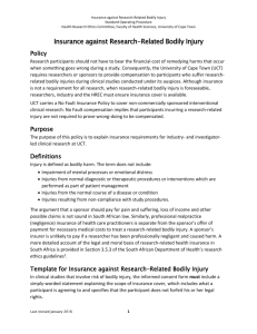SOP for Insurance against Research Related Bodily Injury