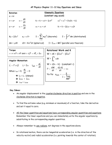 Chapter 11-12 Key Equations and Ideas