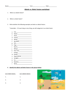 Worksheet 1: Abiotic versus Biotic factors