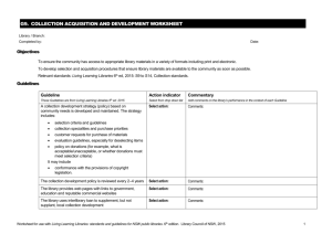 g9. collection acquisition and development worksheet