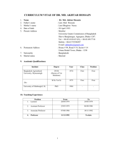 Resume - University Grants Commission of Bangladesh