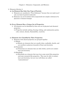 Chapter 4: Elements, Compounds, and Mixtures Elements (Section