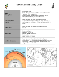 Earth Science Study Guide crust lithosphere Outermost layer. Made