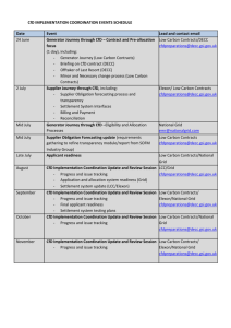 CfD IMPLEMENTATION COORDINATION EVENTS SCHEDULE