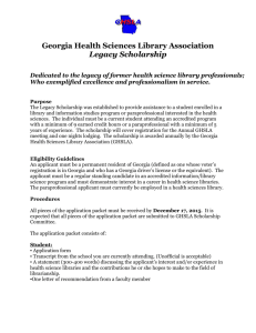 Legacy Scholarship Application - Georgia Health Sciences Library