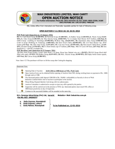 wah industries limited, wah cantt open auction notice