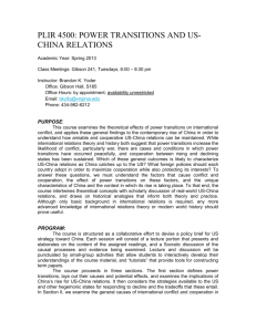 Power Transitions and US-China Relations syllabus 1-20
