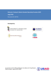 Molecular Testing for Malaria: Overview of Standards