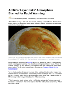 Arctic`s `Layer Cake` Atmosphere Blamed for Rapid Warming