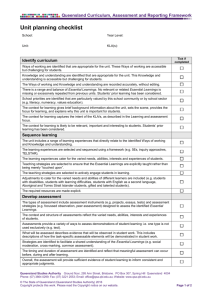 Unit planning checklist - Queensland Curriculum and Assessment