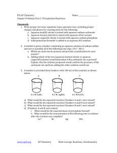 PSI AP Chemistry Name Chapter Problems Part C: Precipitation
