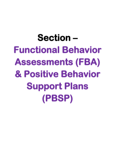 Section – Functional Behavior Assessments (FBA) & Positive