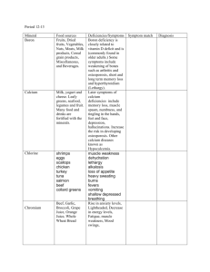 Period 12-13 Mineral Food sources Deficiencies/Symptoms