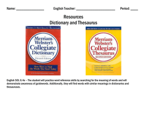 Resources – Dictionary Thesaurus