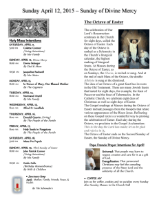 Sunday April 12, 2015 Sunday of Divine Mercy