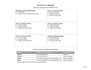 Checklists for Proctor Test Administration Activities