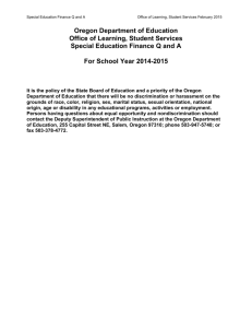 Special Ed Finance Q & A - Oregon Department of Education