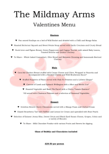 The Mildmay Arms Valentines Menu Starters Pan seared Scallops