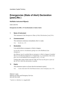 Emergencies (State of Alert) Declaration