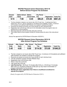 Before-School Program Fee Schedule for 1999-2000