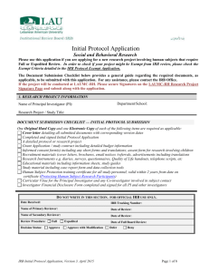 Initial Protocol Application - LAU