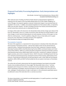 Proposed Food Safety Processing Regulations