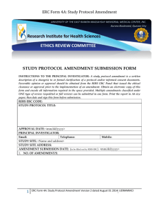 ERC Form 4A: Study Protocol Amendment