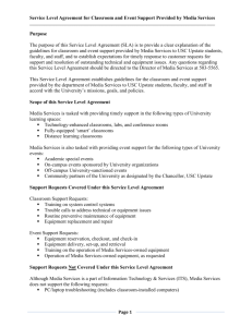 Service Level Agreement for Classroom & Event Support