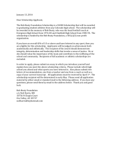 January 13, 2014 Dear Scholarship Applicant, The Bob Beaty