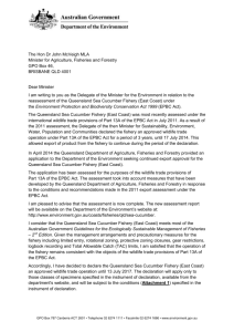 Letter to Minister - Sea Cucumber Fishery (East Coast)