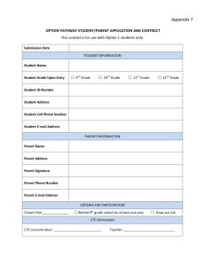 Student/Parent Application and Contract