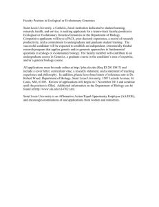 Faculty Position in Ecological or Evolutionary Genomics Saint Louis